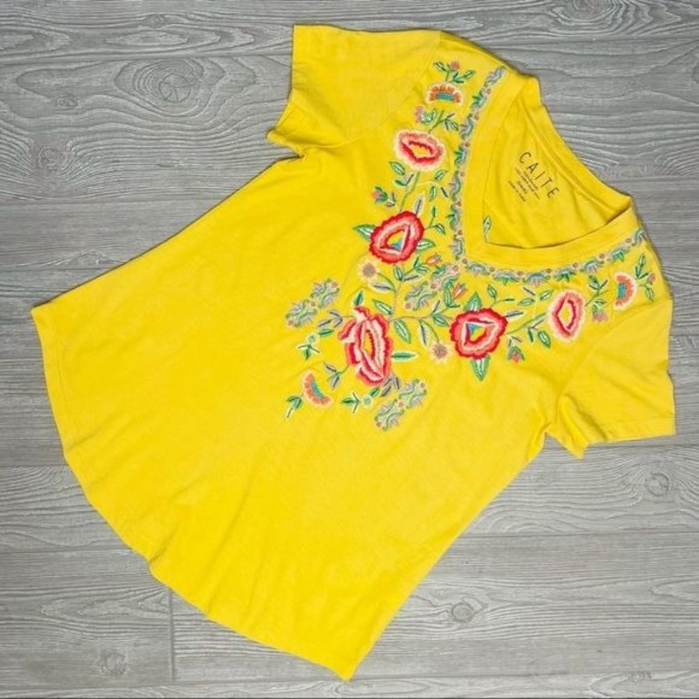 Nwt Caite cotton embroidered short sleeve t shirt Vera style oversized small top